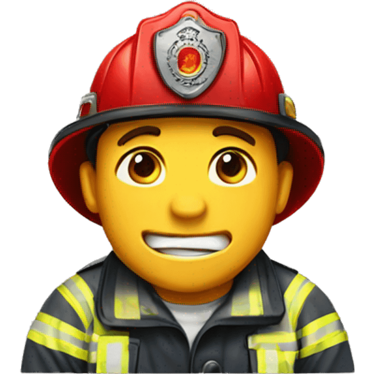 a happy crying fireman emoji