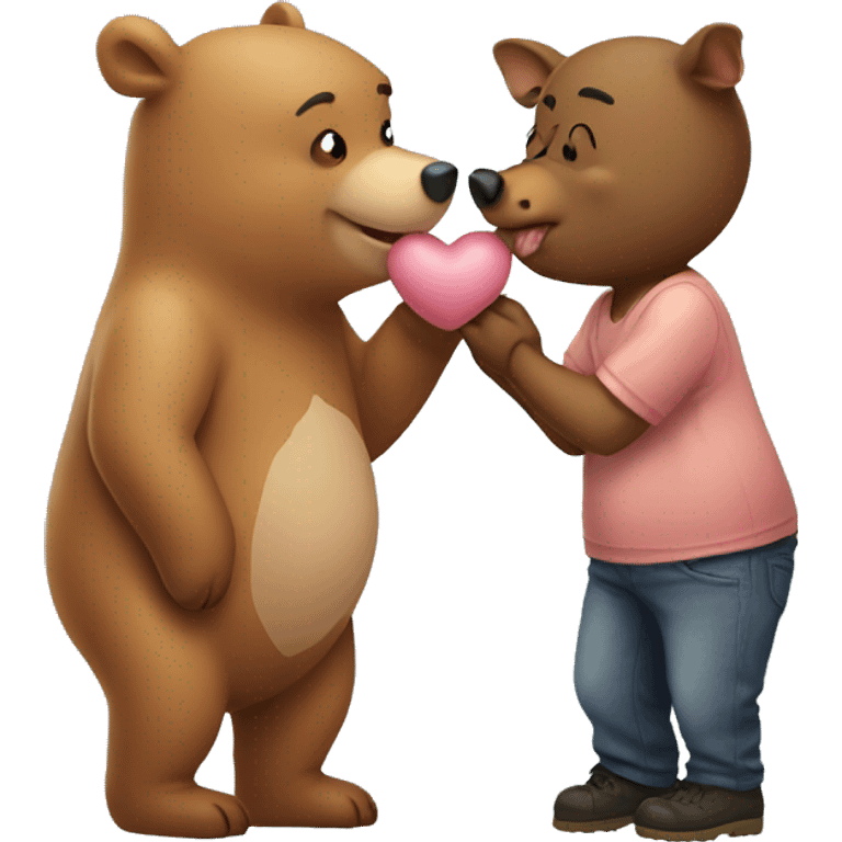 Bear kiss pig emoji