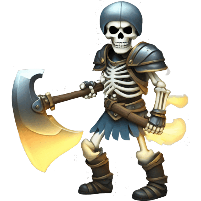 Glowing skeleton with armour and big axe  emoji