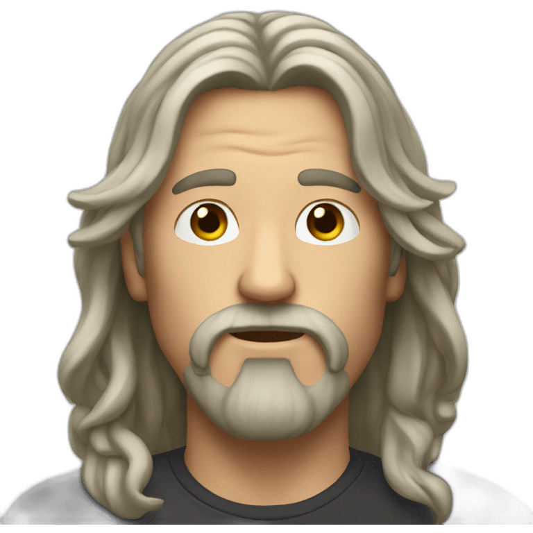 a dude with long hair and a mastash emoji