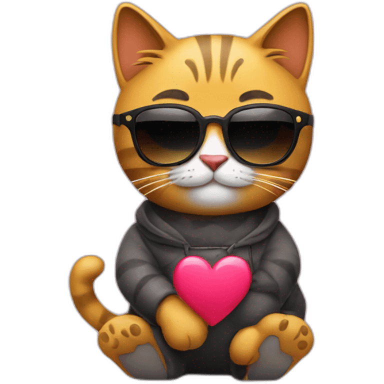 cool cat with heart shades emoji