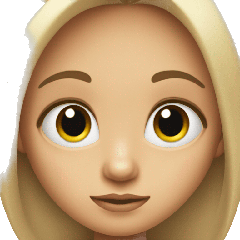 una niña con pelo largo moreno con grandes ojos peciosos emoji