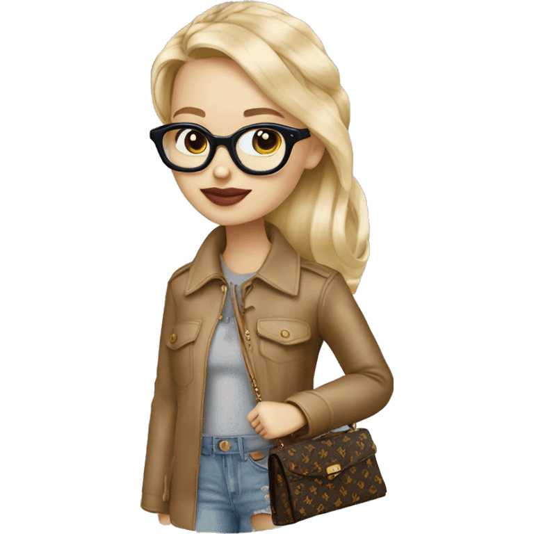 blonde girl in glasses miu miu with goyard bag emoji