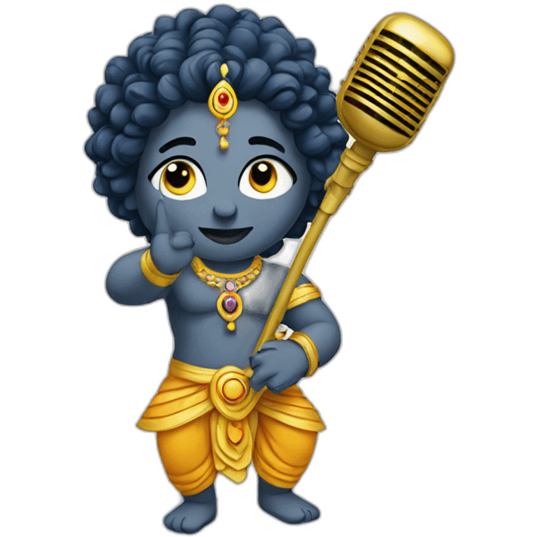 Krishna with a mic emoji