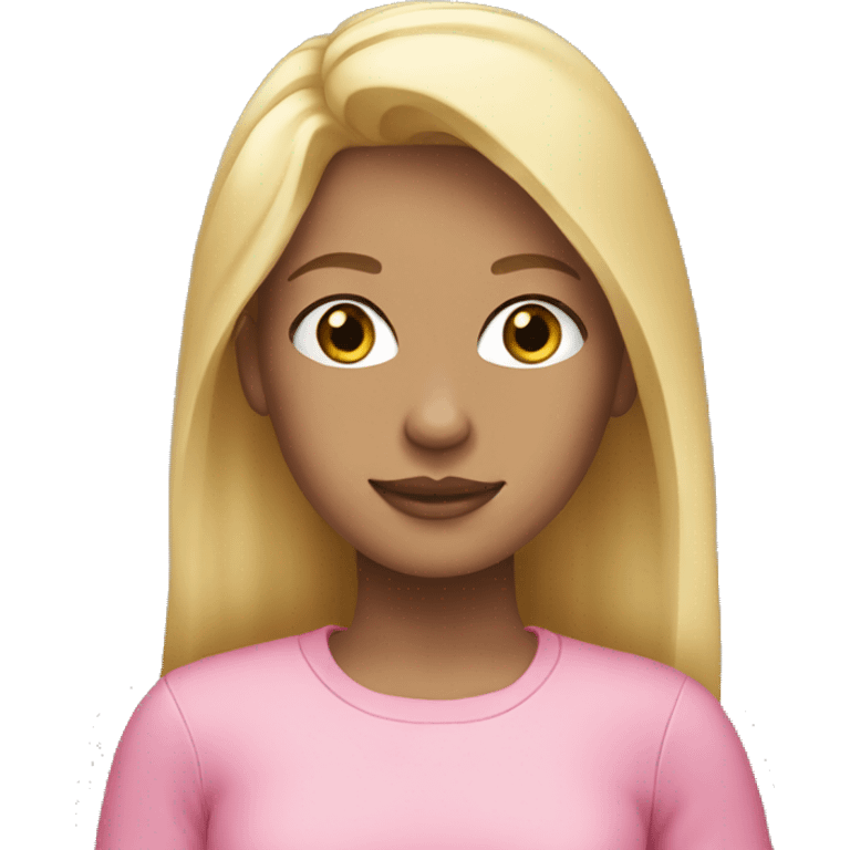 the girl with blonde hair wear pink outfit  emoji