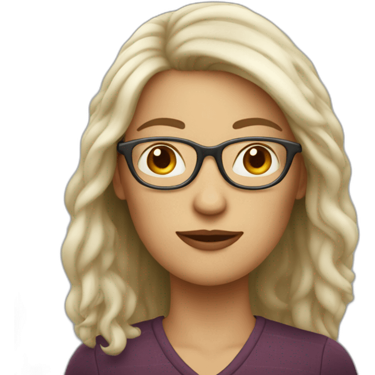 white burgundi woman with hair at eck level with glasses and big nose emoji