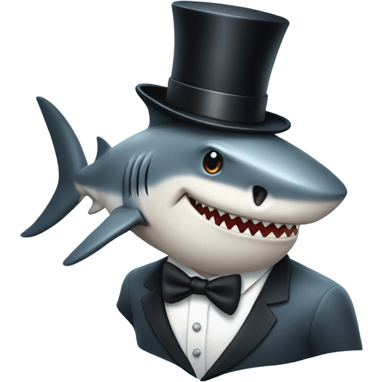 Shark with a top hat emoji