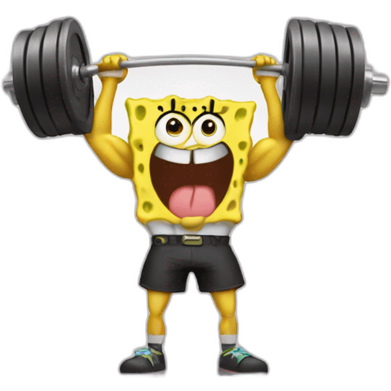 muscular SpongeBob lifting weights emoji