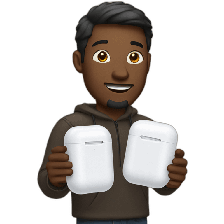 man holding giant airpod emoji