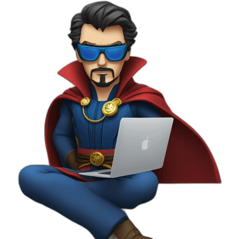 Doctor Strange with macbook and power glasses emoji