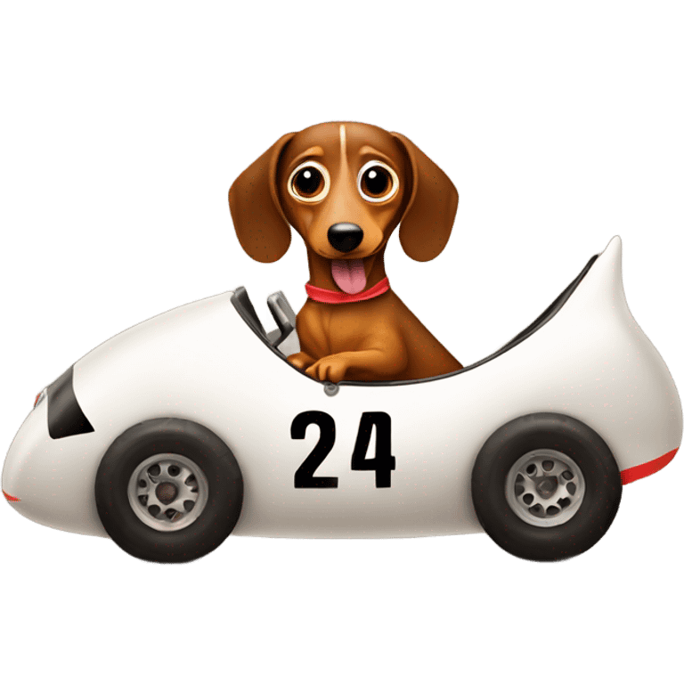 weiner dog in a dirt race car  emoji