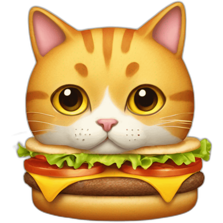 Cat with cheeseburger head emoji