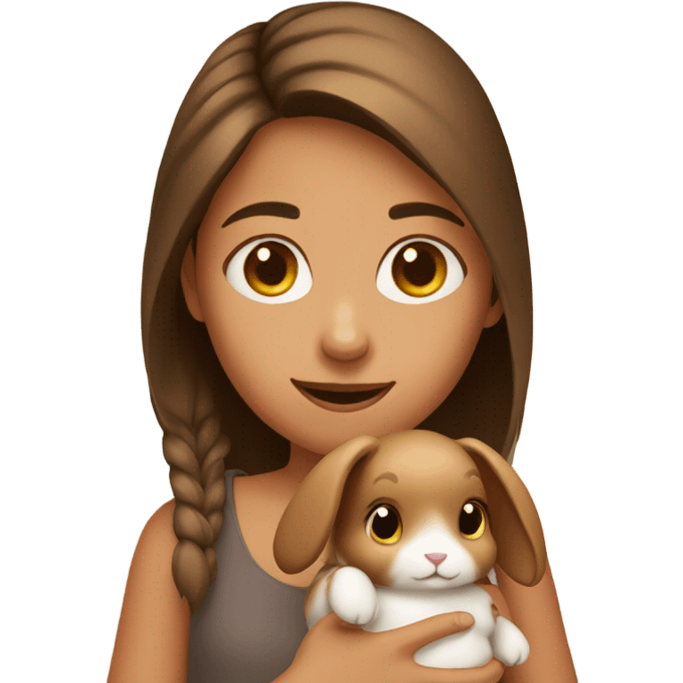 girl with cute brown rabbit emoji