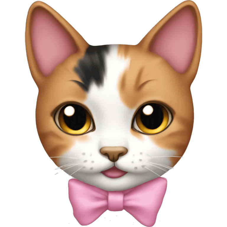 calico cat with pink bow emoji