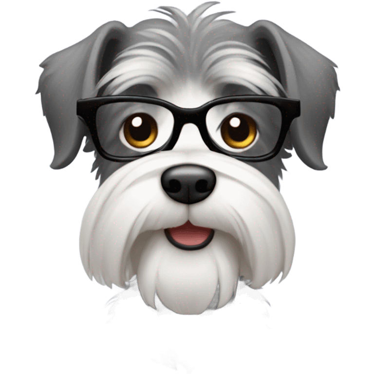 A schnauzer with an Asian guy who has long hair and moustache and wear glasses emoji