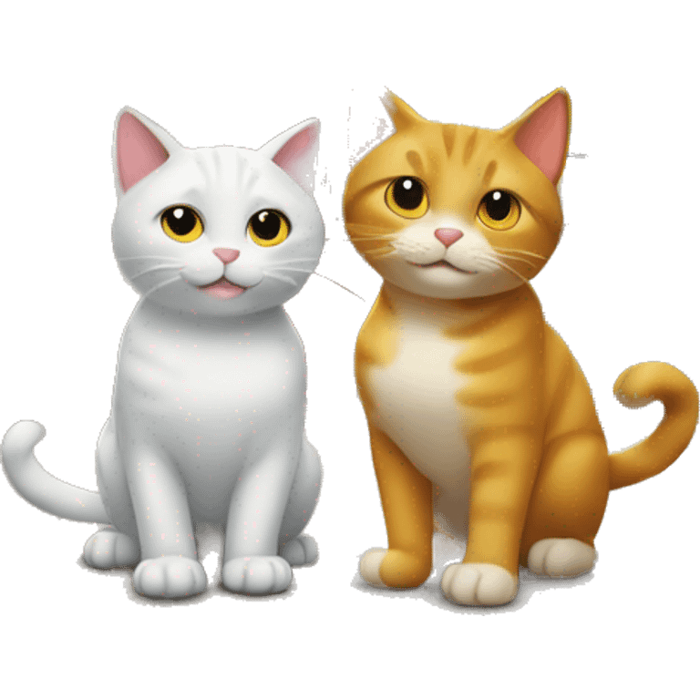 two happy cats in front of a cartoon house emoji