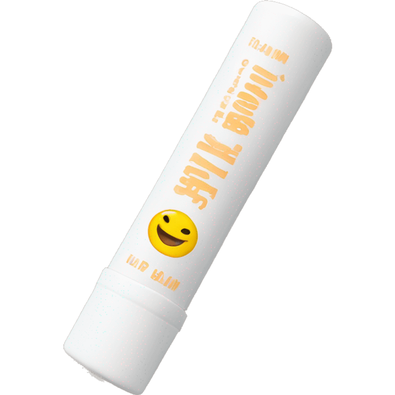 summer fridays lip balm, white cap, medium sized tall tube and brown packaging with white text  emoji