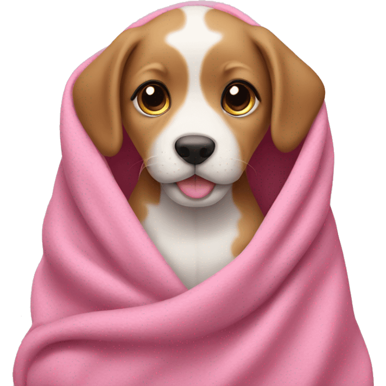 Puppy in pink blanket  emoji