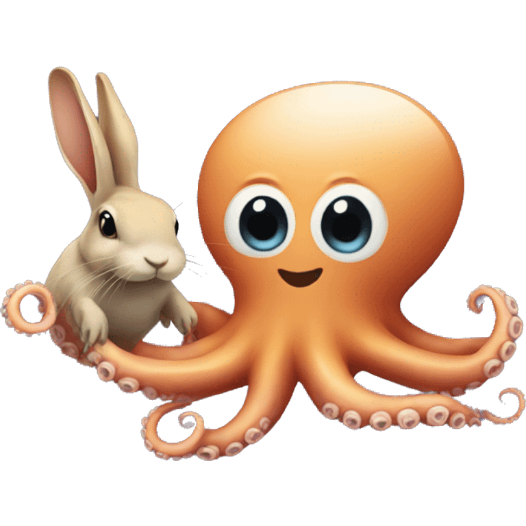 An octopus holds a rabbit emoji