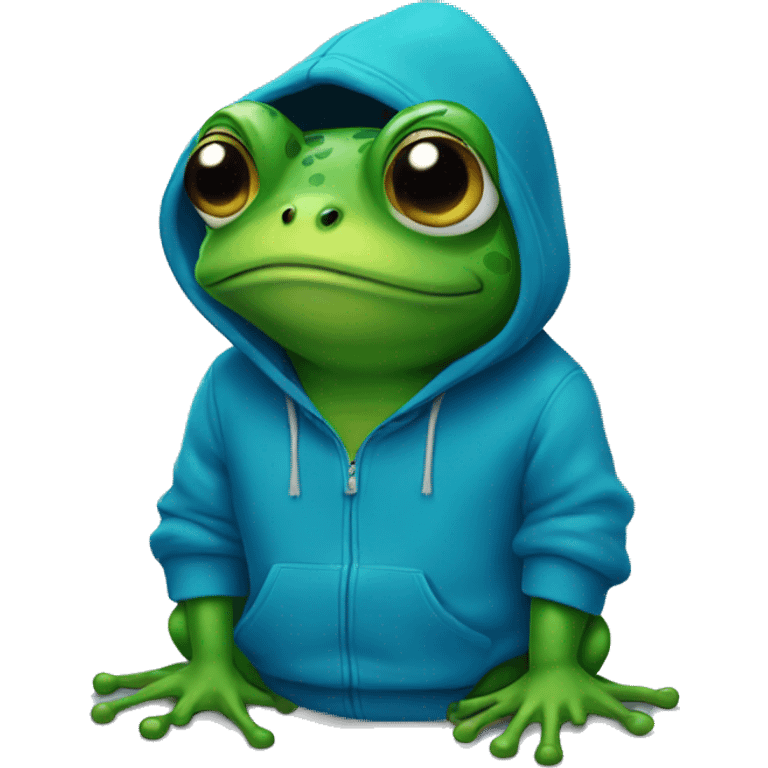 a frog with a blue hoodie emoji