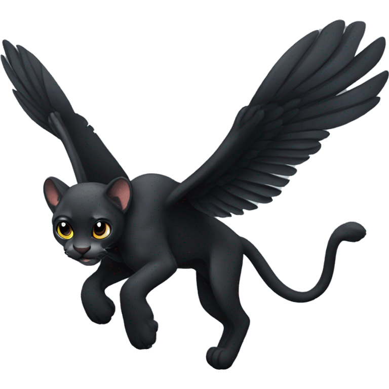 winged black puma flying emoji