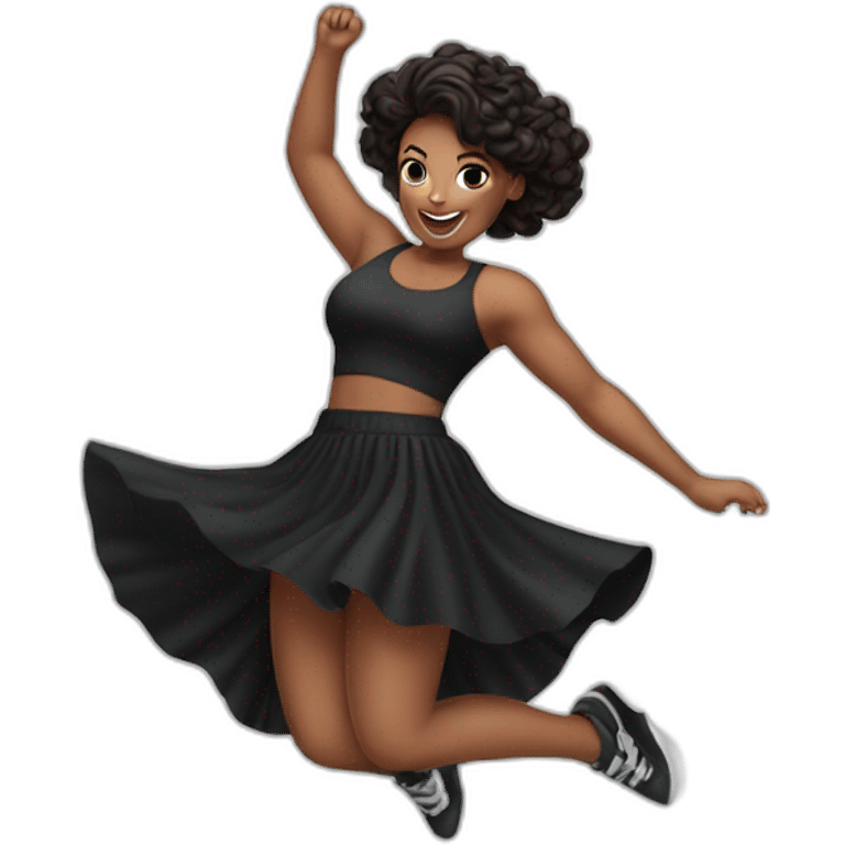 curvy beauty jumping black skirt emoji