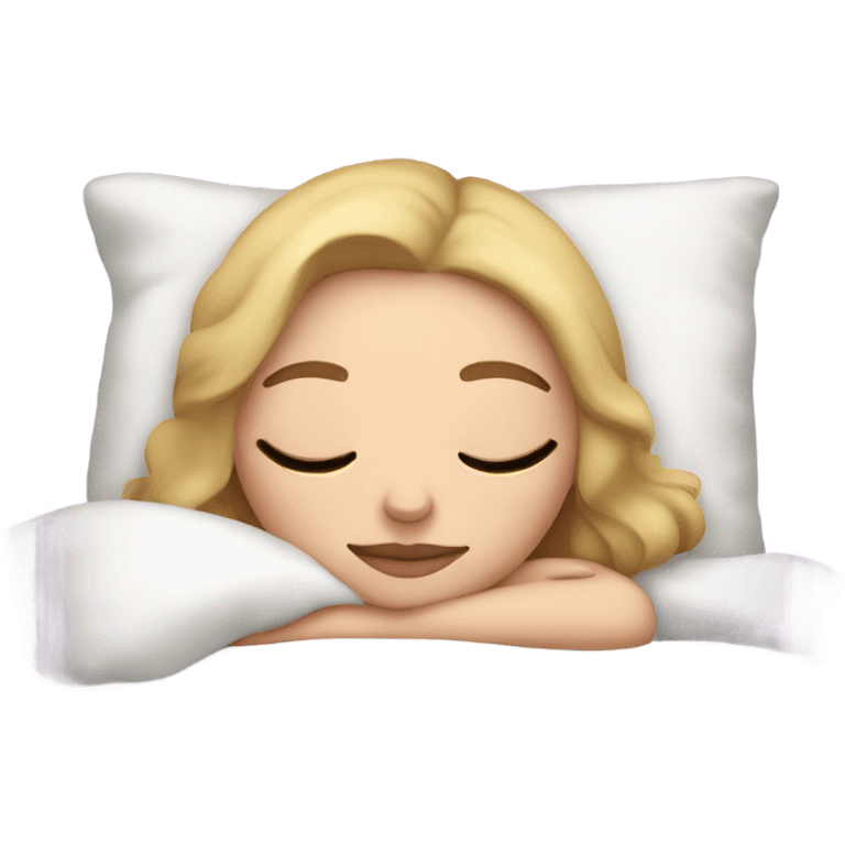 White Girl with eyeliner sleeping in her bed emoji