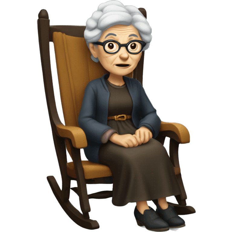 smart granny witch with glasses in rocking chair emoji