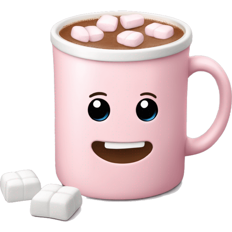 Light Pink mug of hot chocolate with marshmallows  emoji