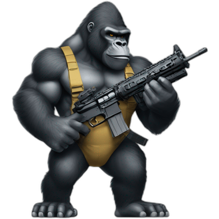 Big Buff Gorilla holding an AR-15 gun emoji