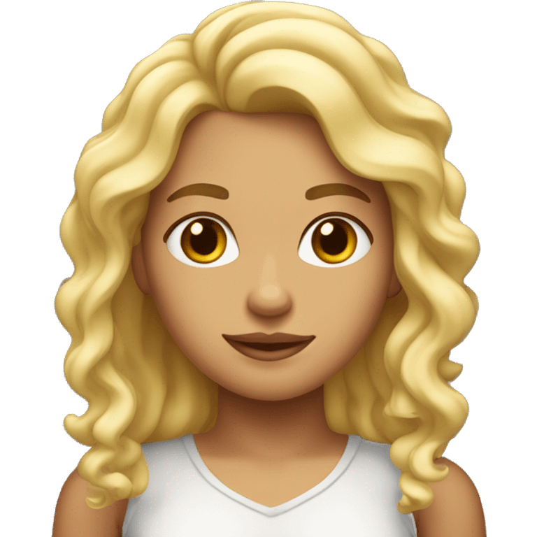 chica rubia con pelo rizado emoji