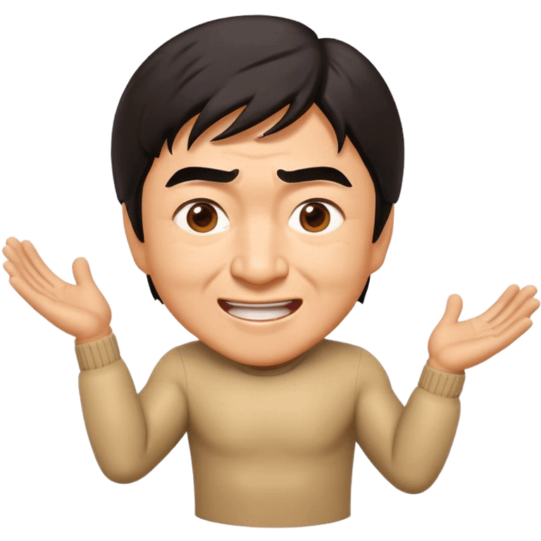 Cinematic Realistic Jackie Chan Pop Culture Emoji, depicted with playful agility and charismatic charm rendered with lifelike textures and vibrant, action‚Äêpacked lighting. emoji