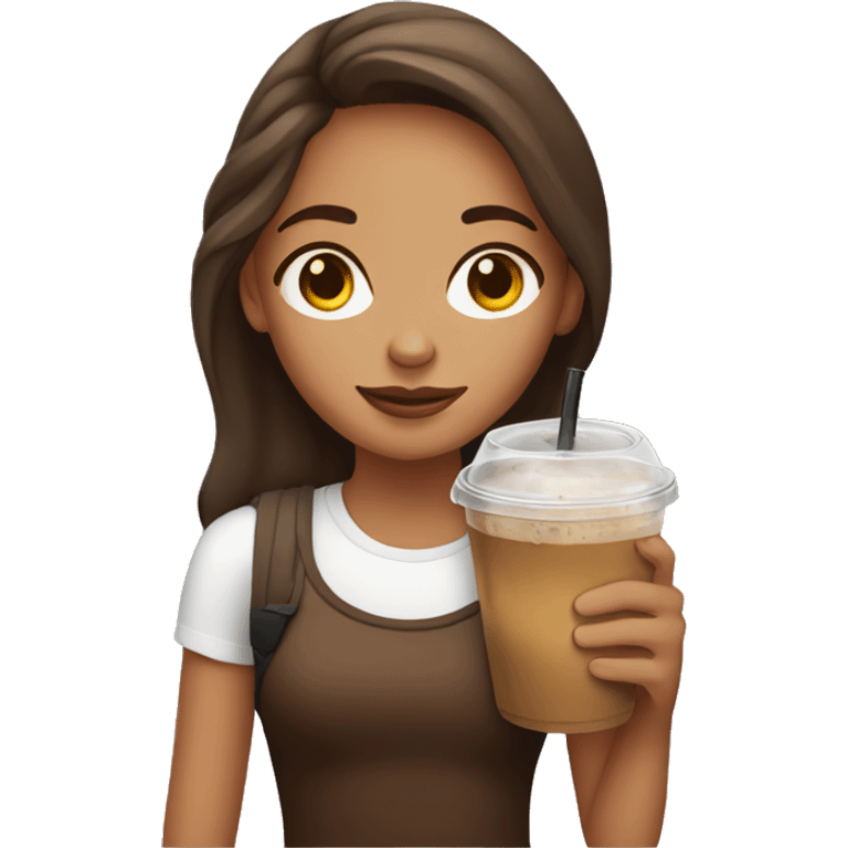 Girl with ice coffee emoji