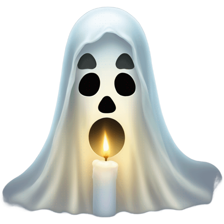 transparent ghost, ethereal with a candle, without shape. emoji