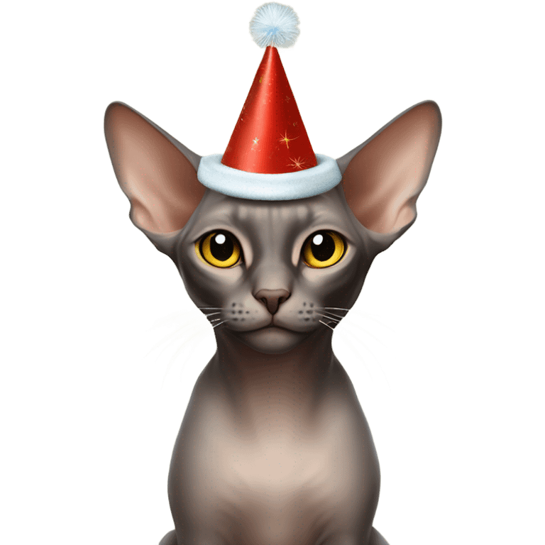 Sphinx cat in a New Year's hat emoji