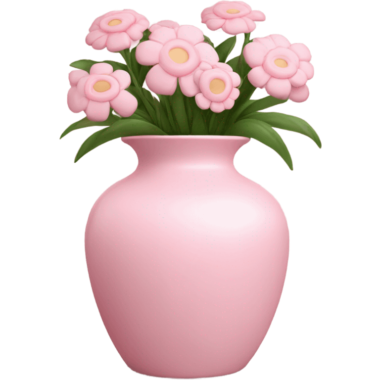 Flowers that are pink in a pink vase with pink flowers on them, baby pink I mean ￼ emoji