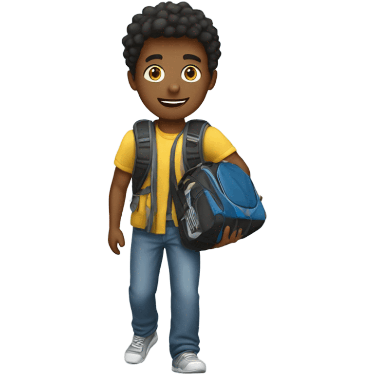 young guy with sport bag emoji