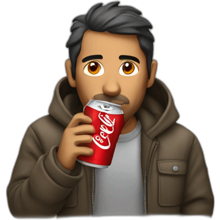 hispanic homeless man drinking coke emoji