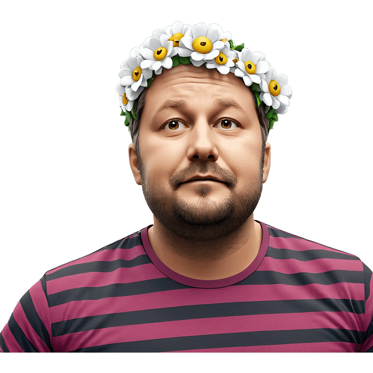 male cosplayer with flower crown emoji