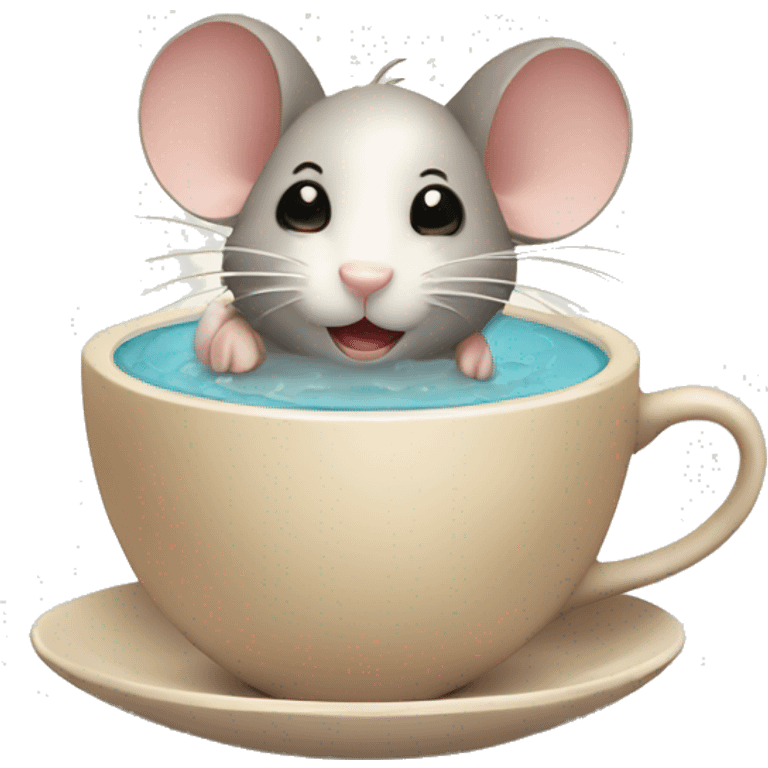 mouse bathing i a cup of coffee emoji