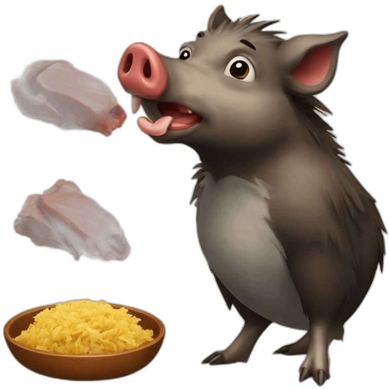 Wild boar eat chiken emoji