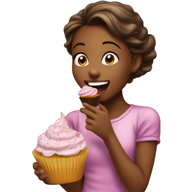  Girl eating cupcake  emoji