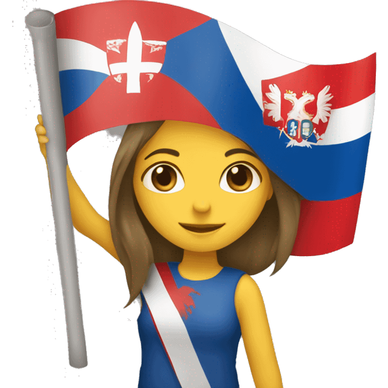 Girl Holding serbian flag  emoji