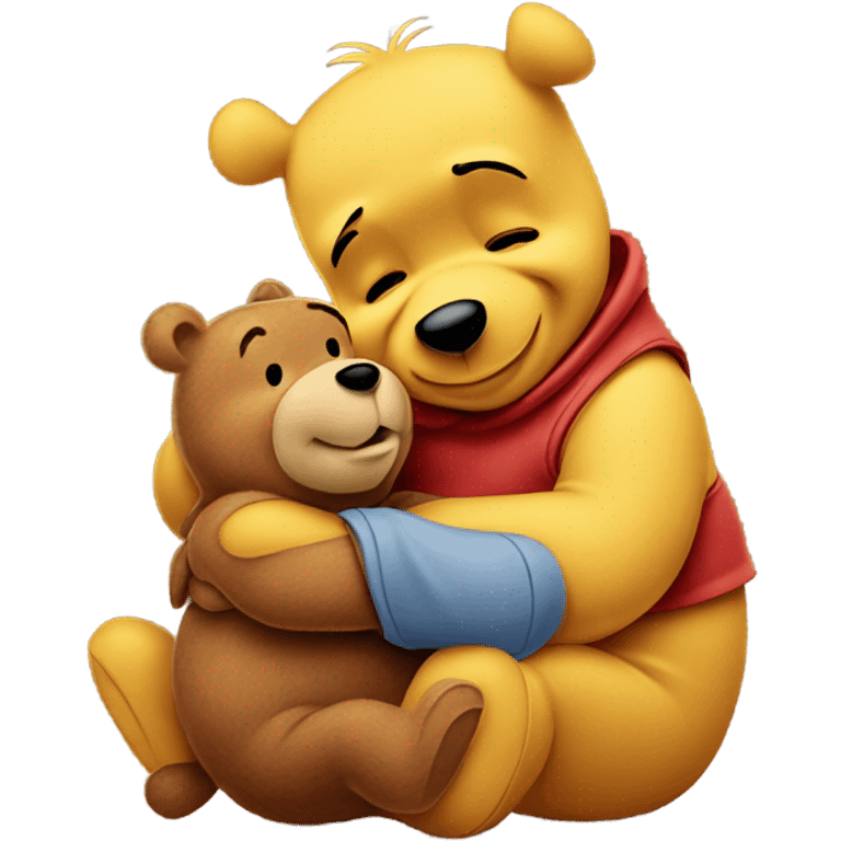 winnie the pooh hugging his teddy bear toy emoji