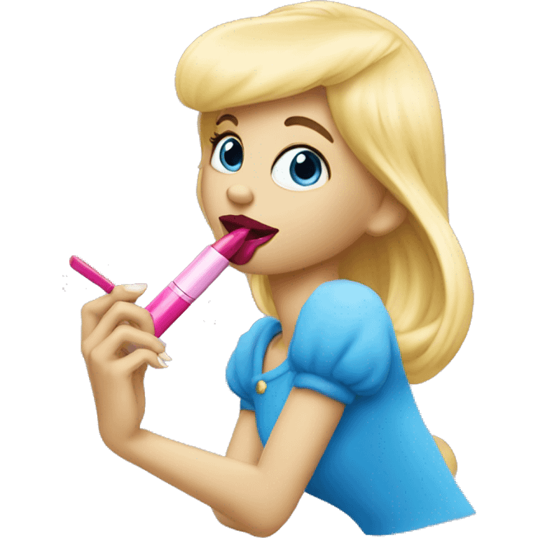 The Smurfette who puts lipstick on his lips emoji