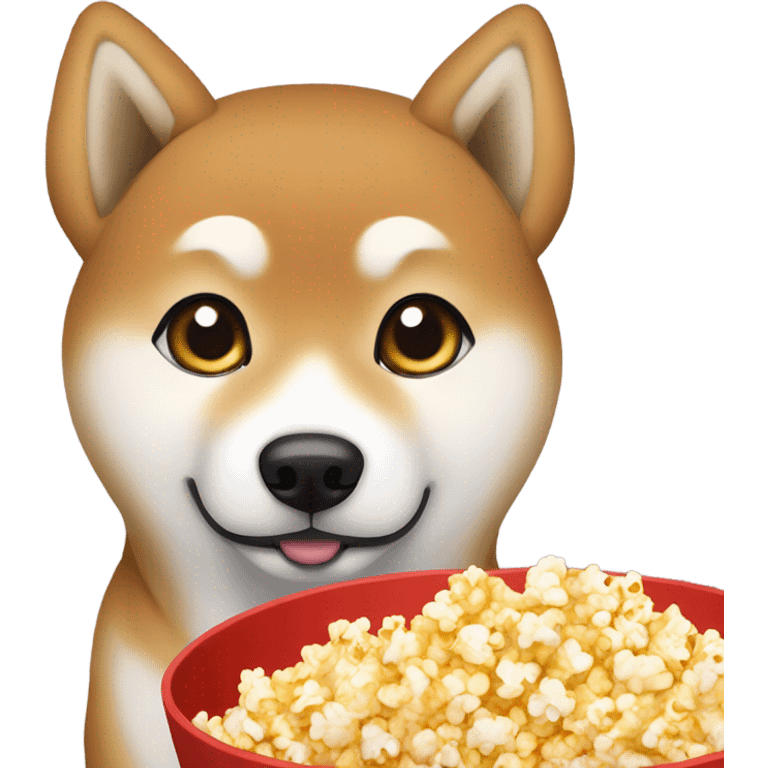 Shiba Inu watching a movie with popcorn  emoji