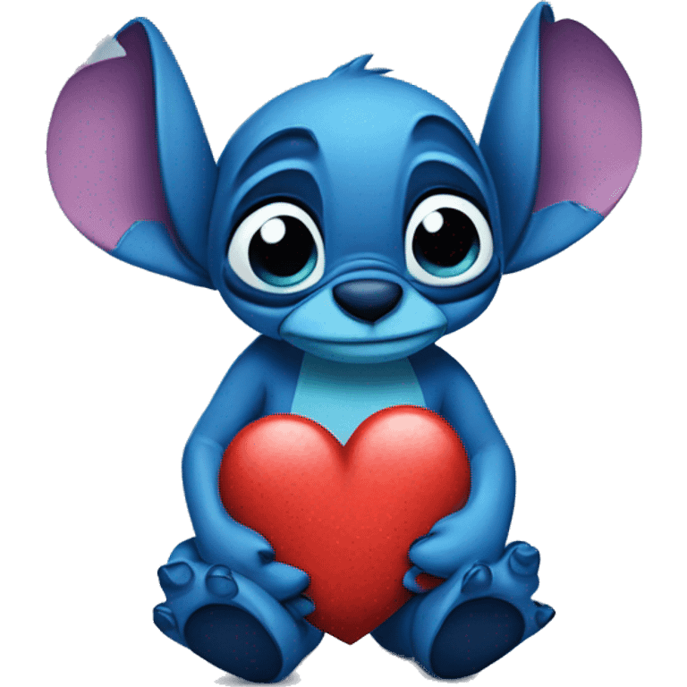 Sad stitch holding breaking heart emoji