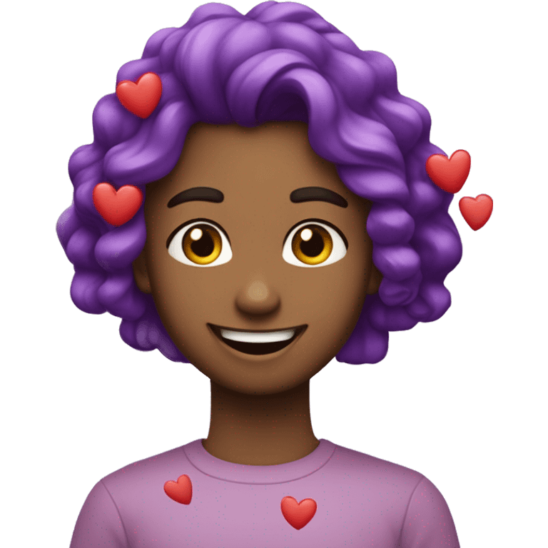 Cara sonriente con corazones violetas al rededor emoji