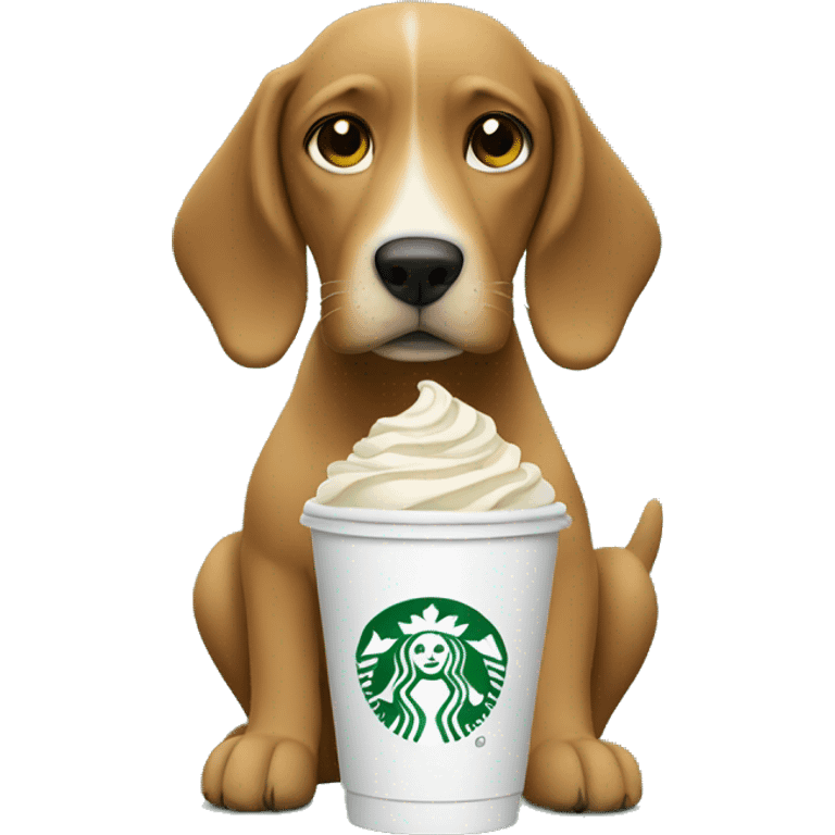 Dog drinking Starbucks cup emoji