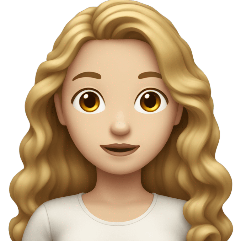 a girl with white skin long wavy light brown hair english girl emoji